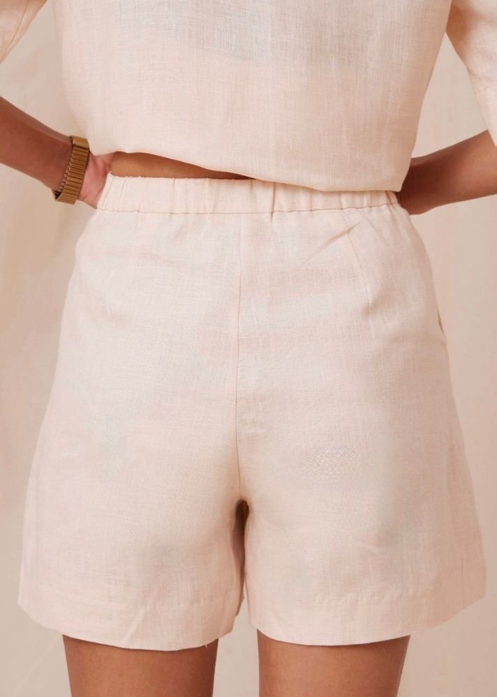 Dora Light Blush Linen Shorts