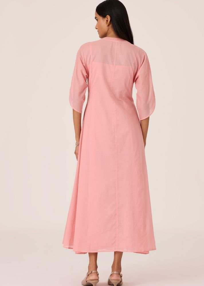 Kamil Pink Embroidered Maxi Dress