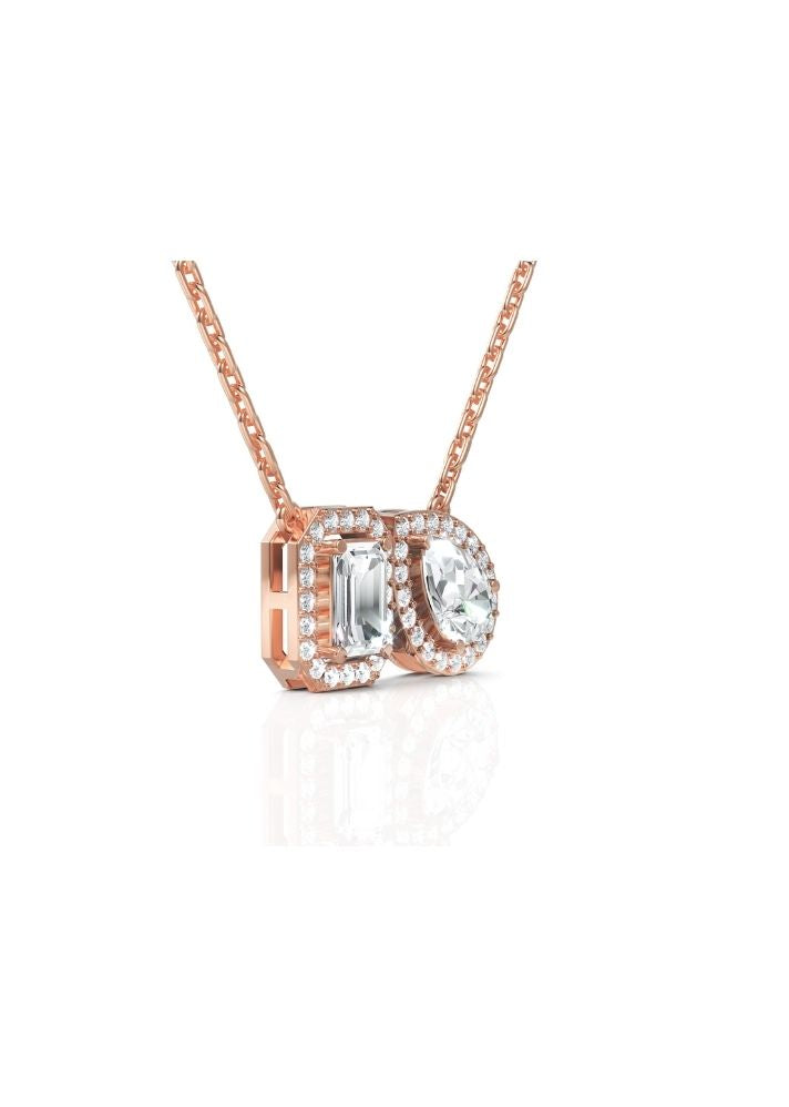 Product image of Yellow Gold, White Gold, Rose Gold 18K gold set with Etically Lab Grown Diamonds Pear And Emerald Solitaires Neckpiece, curated by Only Ethikal