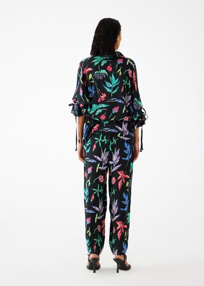 Black Botanica Drawstring Shirt And Pants