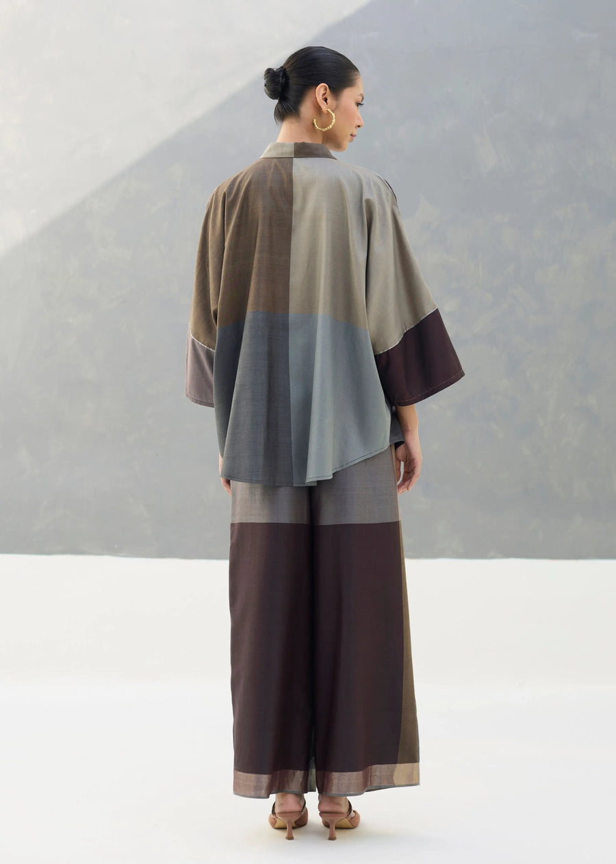 Sara Eri Silk Co-Ord Set - Taupe Grey