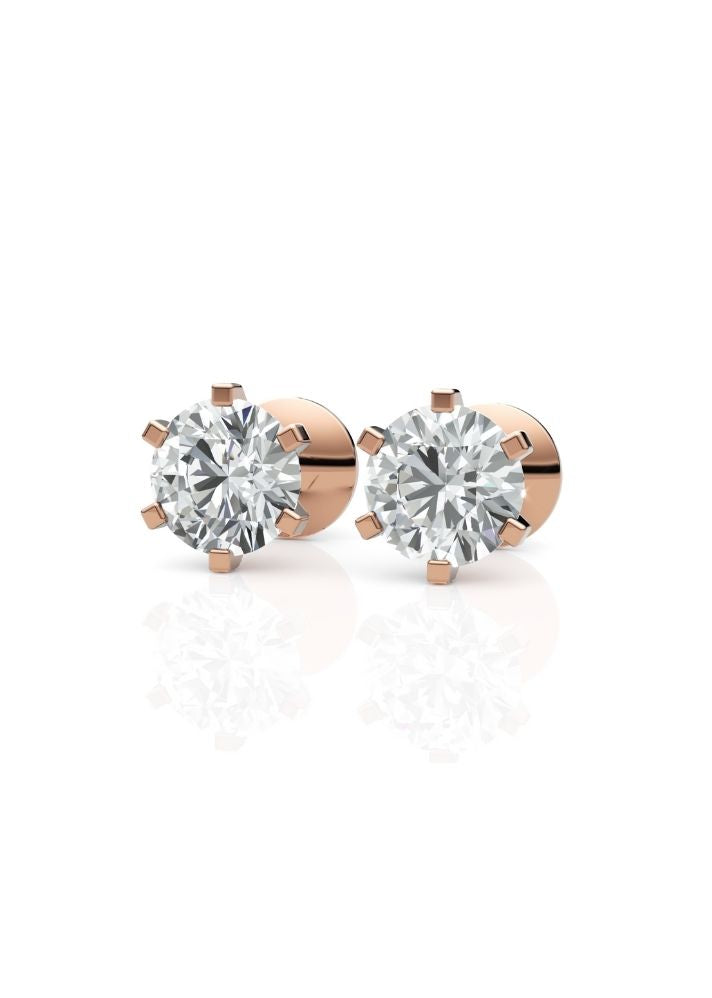 Product image of Yellow Gold, White Gold, Rose Gold 18K gold set with Etically Lab Grown Diamonds Round Solitaire Earrings, curated by Only Ethikal