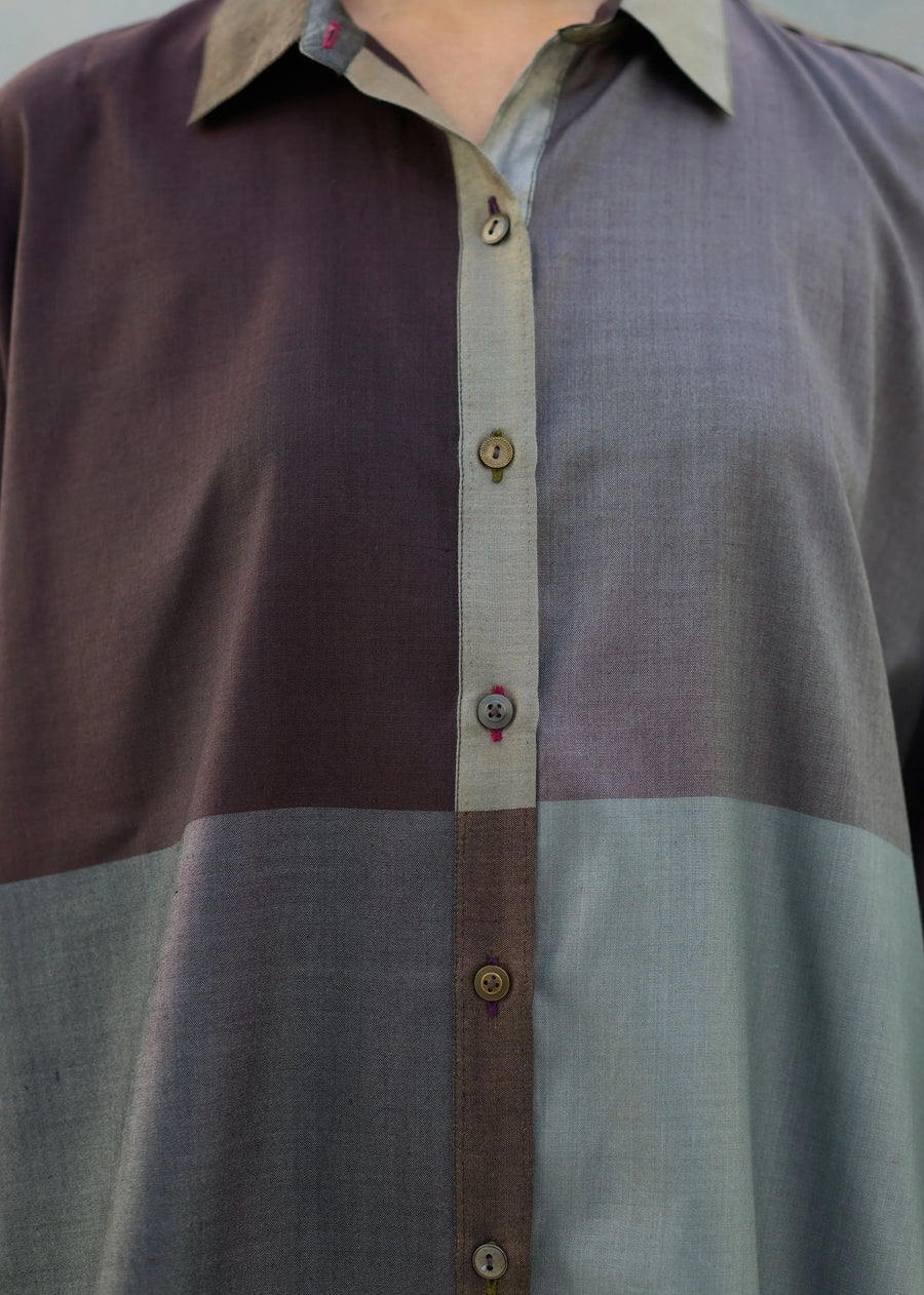 Sara Handwoven Eri Silk Shirt - Taupe Grey