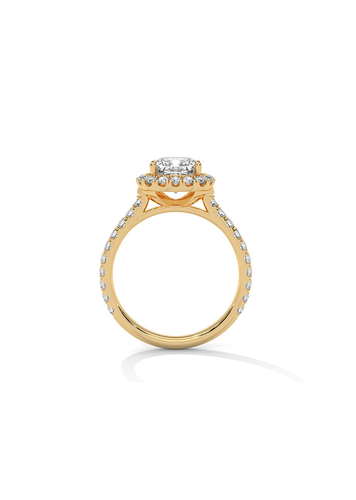 Cushion Cut Solitaire Ring With 38 Diamonds-Cat0134