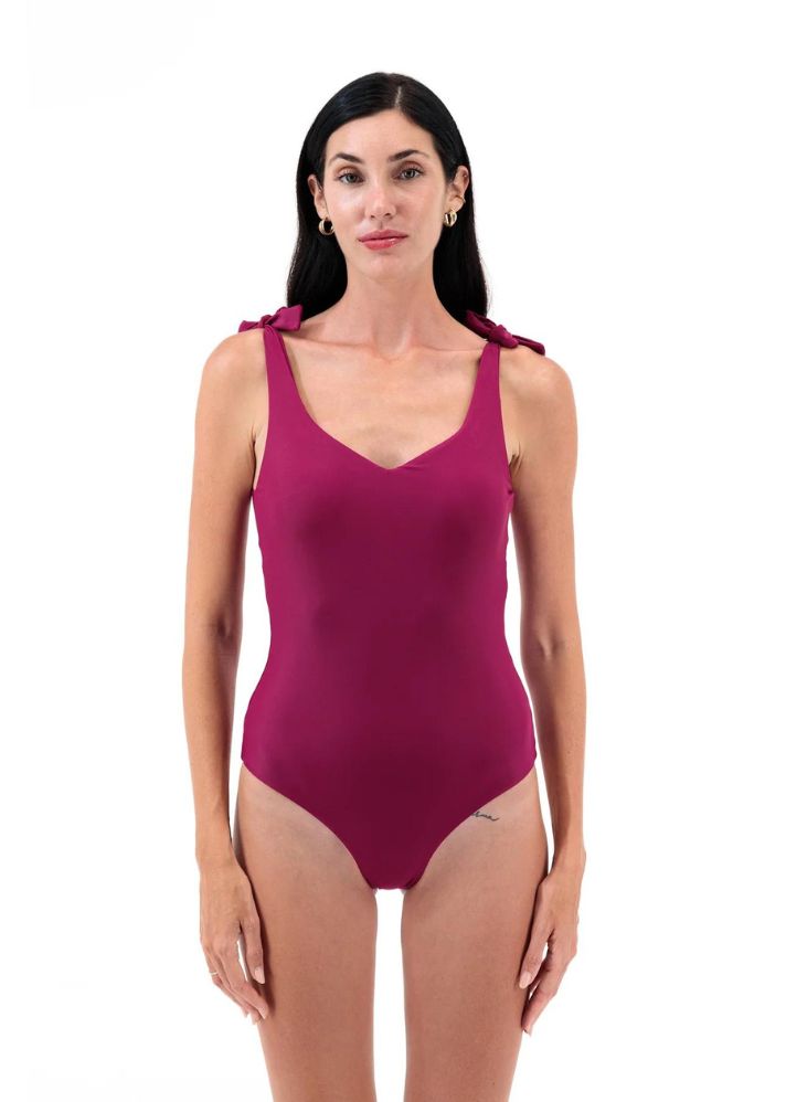 A Model Wearing Pink Econyl Emma- One Piece Swimwear Open Back, curated by Only Ethikal