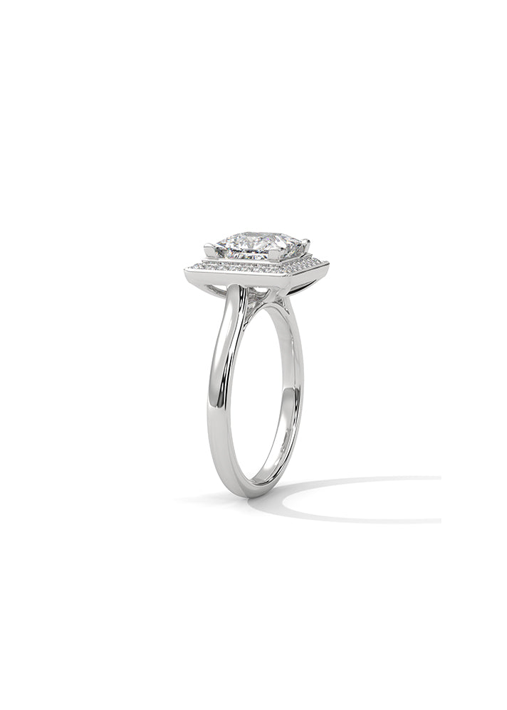 Princess Cut Solitaire Ring With 28 Diamonds-Cat0148