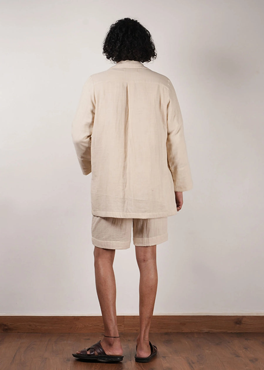 Men'S Cream Crush T-Shirt, Shorts & Jacket Set (3 Pcs)