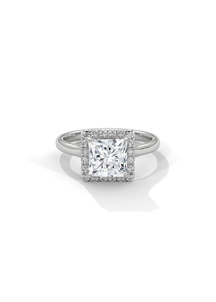 Princess Cut Solitaire Ring With 20 Diamonds-Cat0180