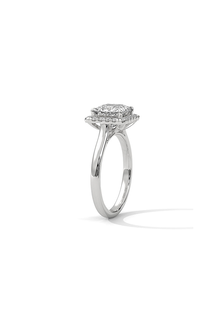 Princess Cut Solitaire Ring With 20 Diamonds-Cat0180