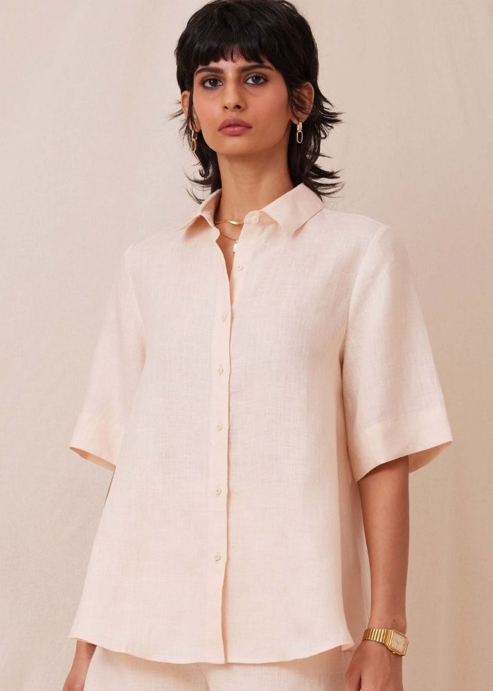 A Model Wearing   Linen Dora Light Blush Linen Co-ord, curated by Only Ethikal