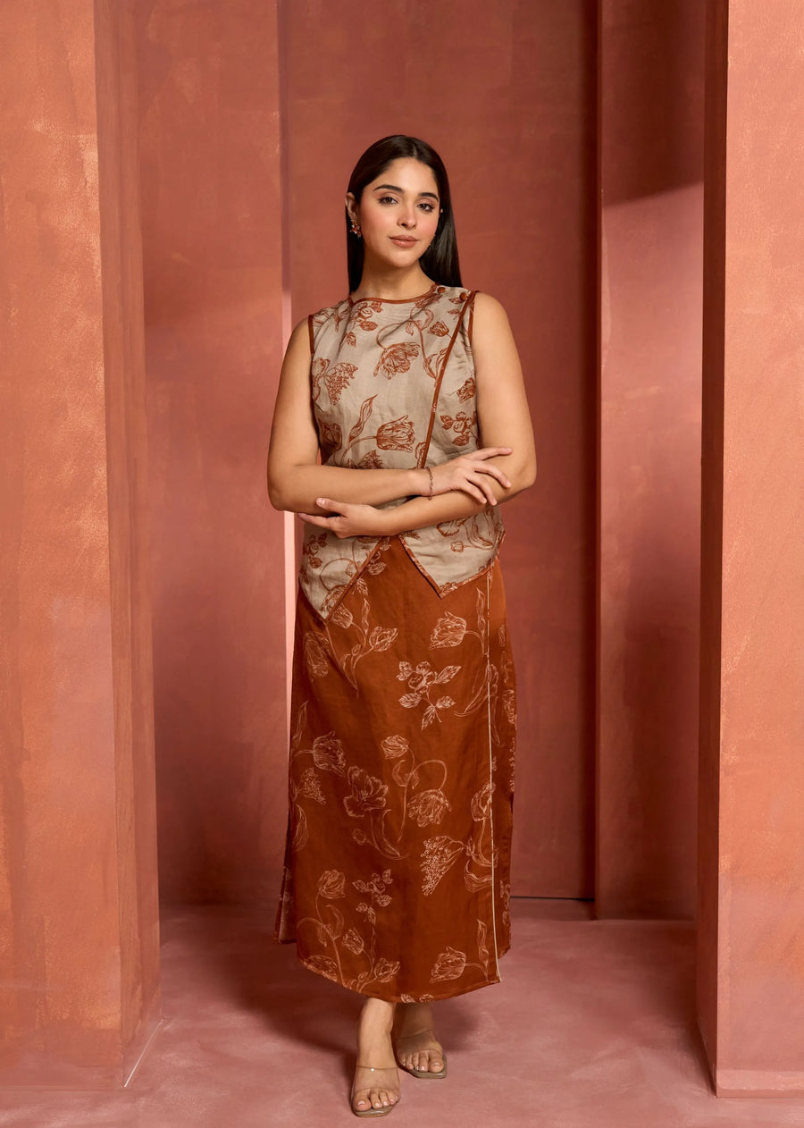 A Model Wearing Multicolor Linen Bemberg Alexis Top, curated by Only Ethikal