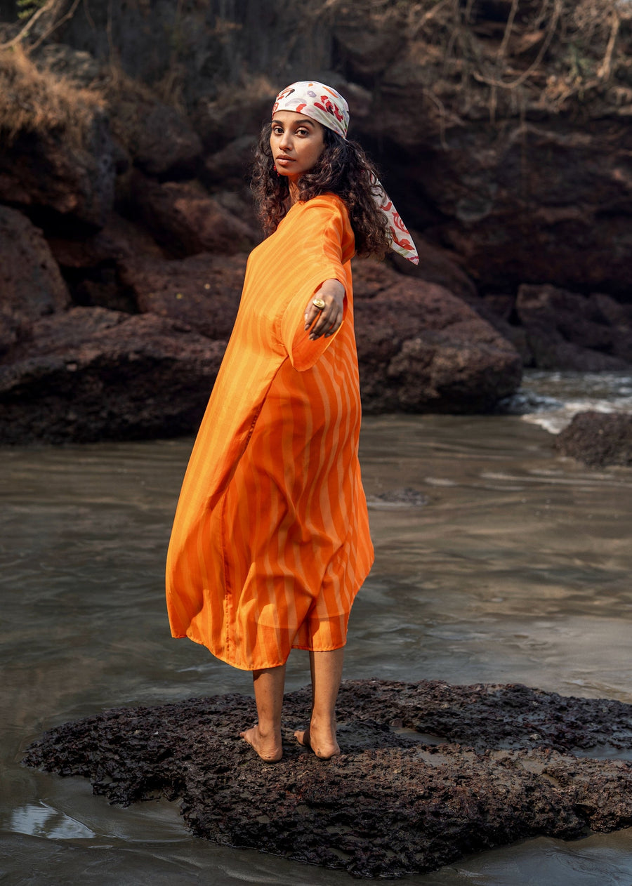 Angela Orange  Stripe Kaftan- RA/SS/22