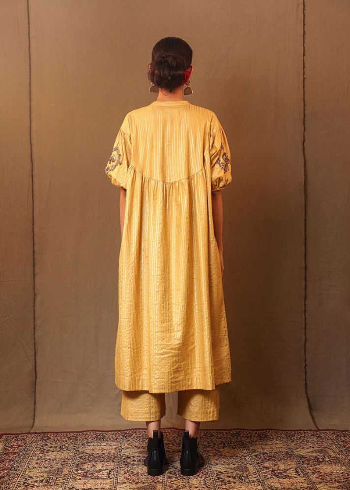 Mustard Str Emb Spade Acra Tunic