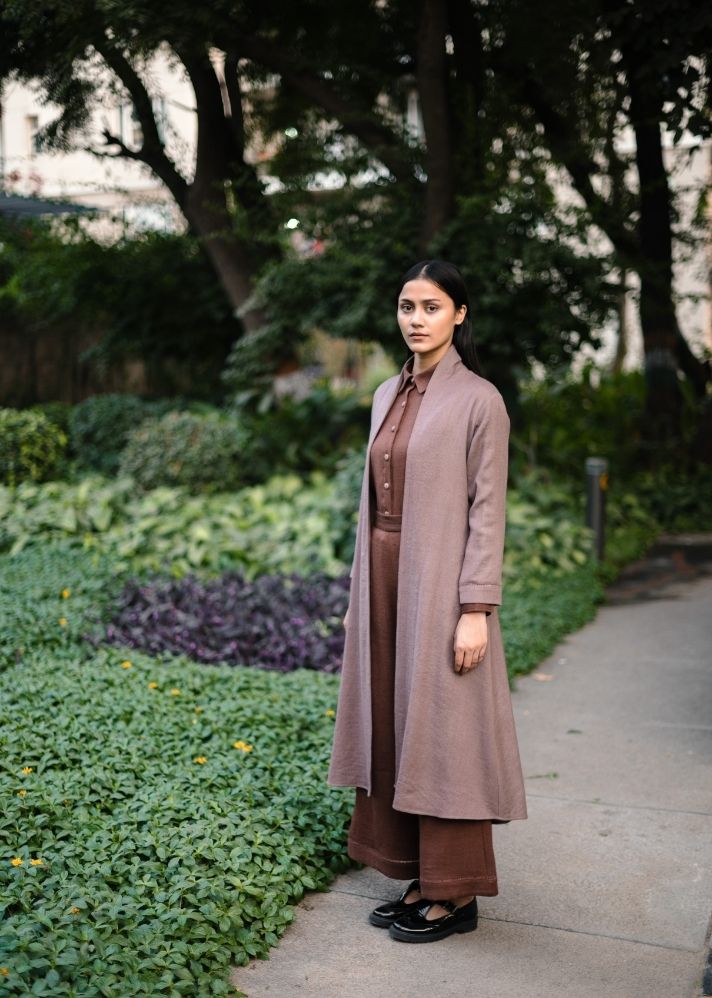 A Model Wearing Brown   Wool Alaska Jacket - Brown , curated by Only Ethikal