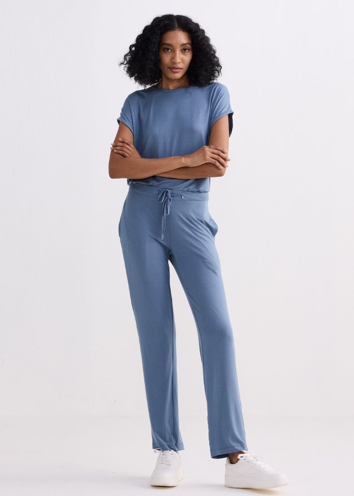 A Model Wearing Blue Modal Relaxed Tee In Blue, curated by Only Ethikal