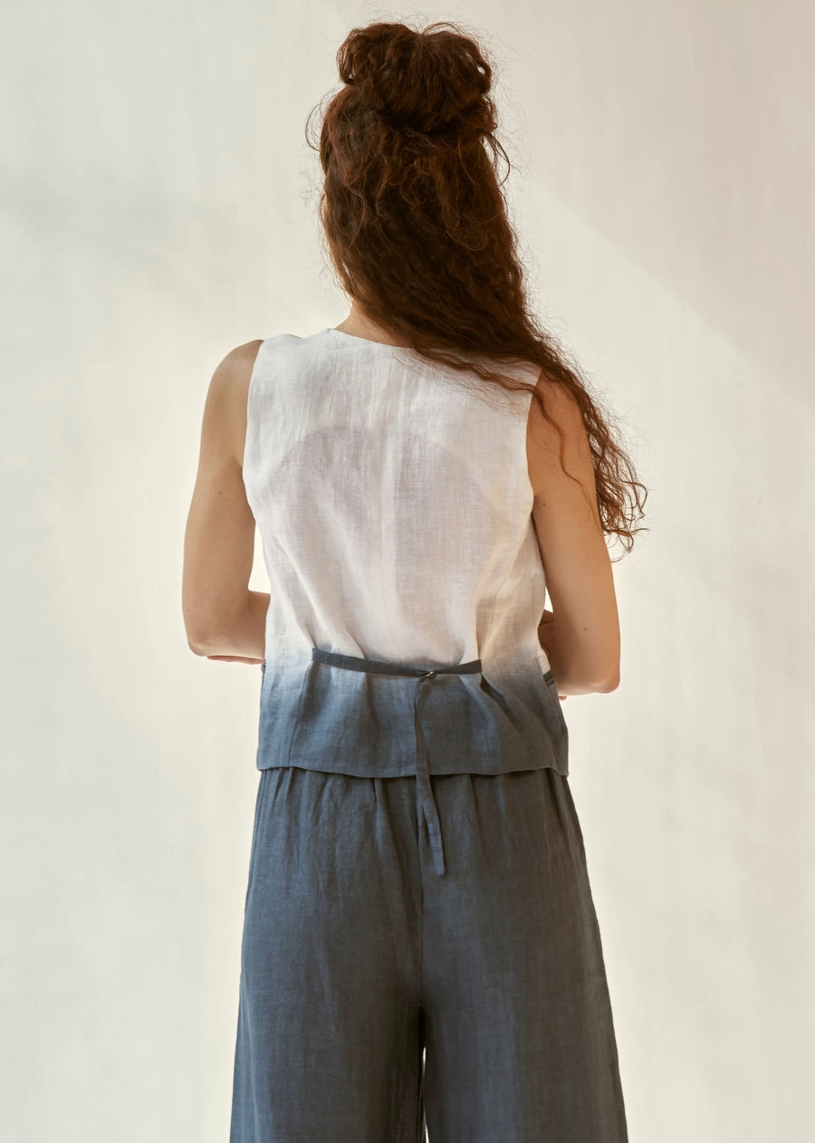 Here She Goes Co-Ord Set- Ivory+ Deep Blue