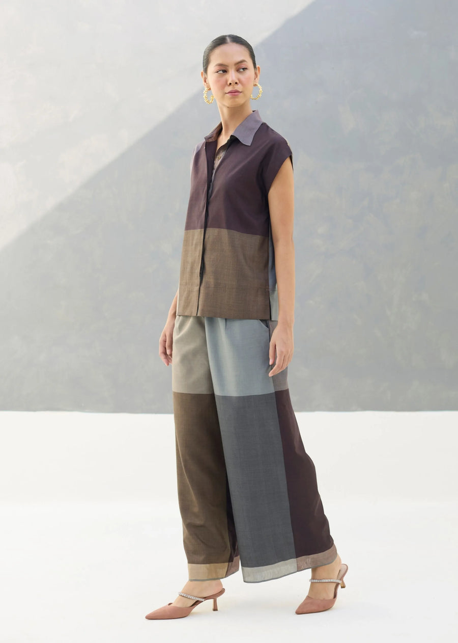 Aana Eri Silk Co-Ord Set - Taupe Grey