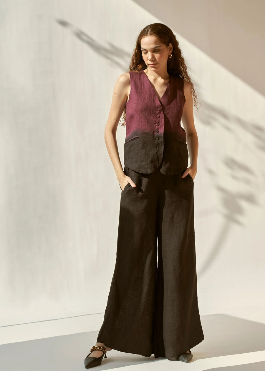 A Model Wearing Multicolor LINEN Here She Goes Co-Ord Set, curated by Only Ethikal