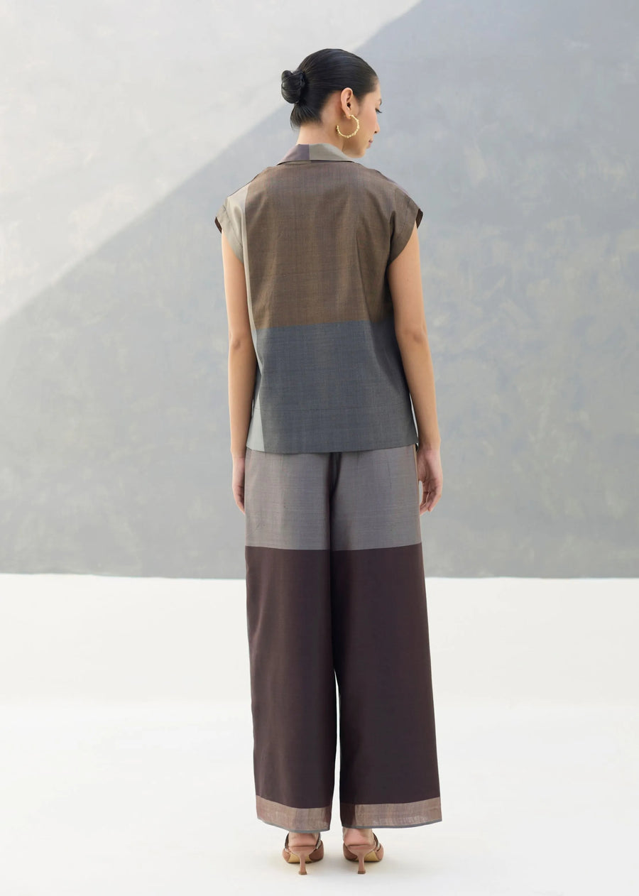 Aana Eri Silk Co-Ord Set - Taupe Grey