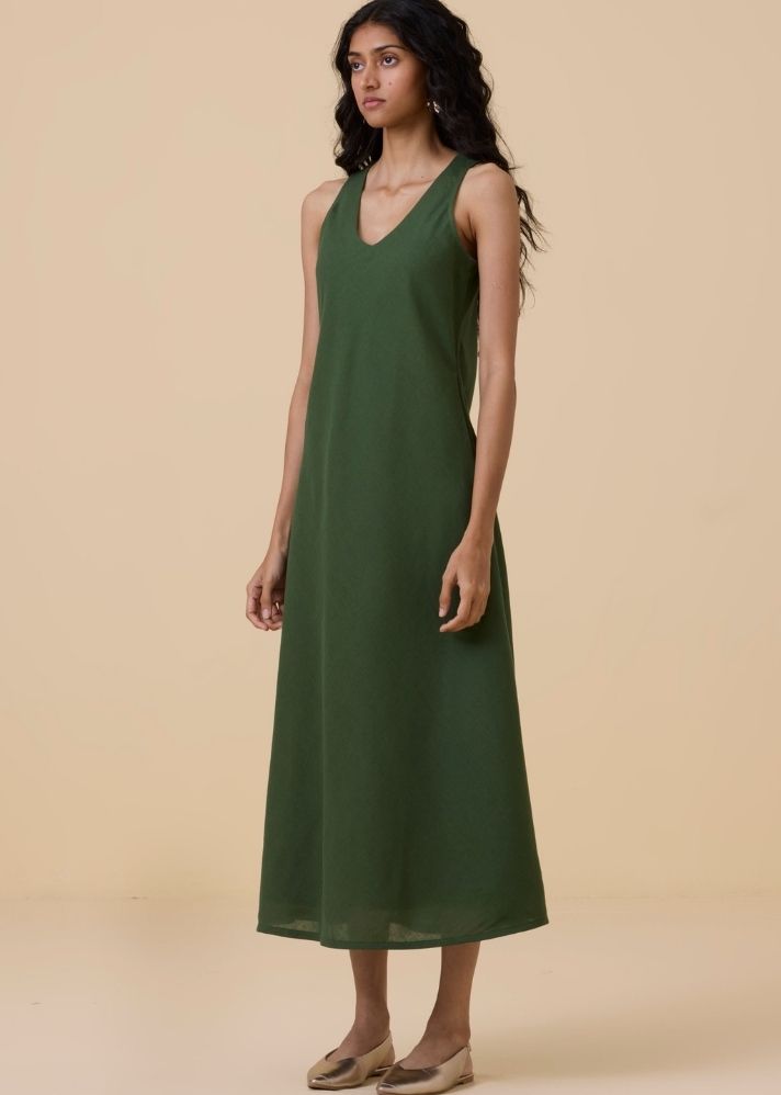 Saira Green Sleeveless Maxi Dress