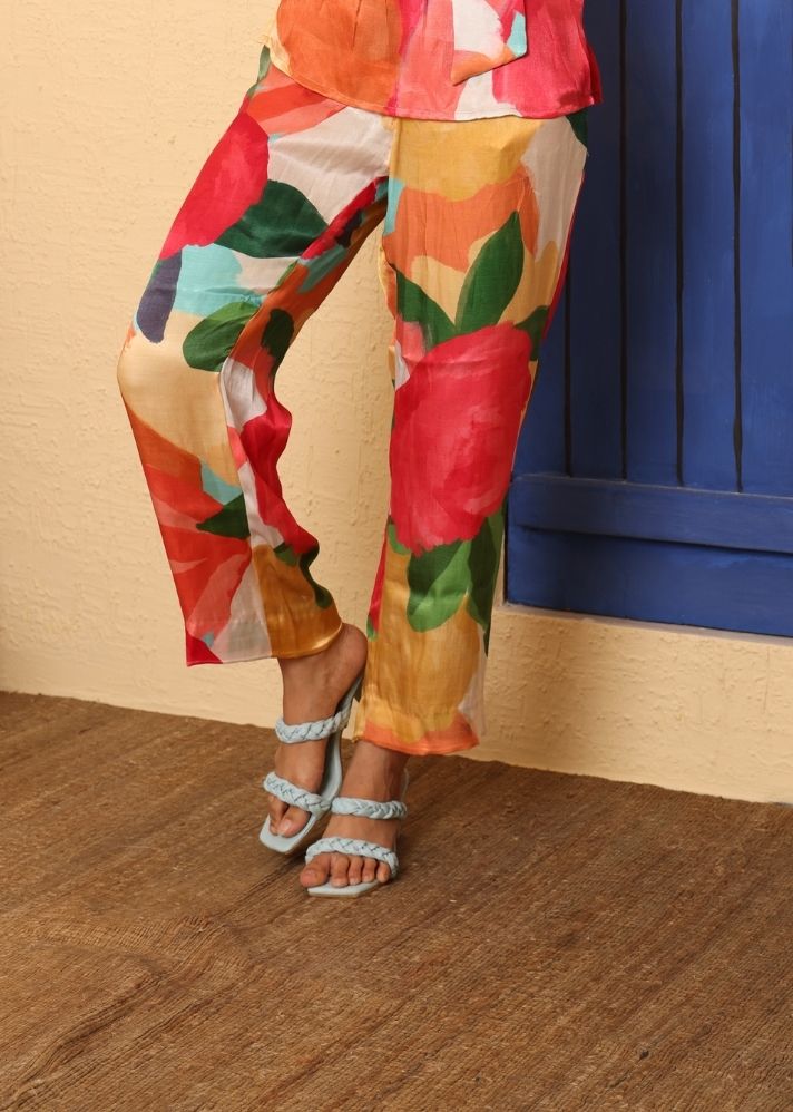 A Model Wearing Multicolor Bemberg Silk Celine Pants Multicolor, curated by Only Ethikal