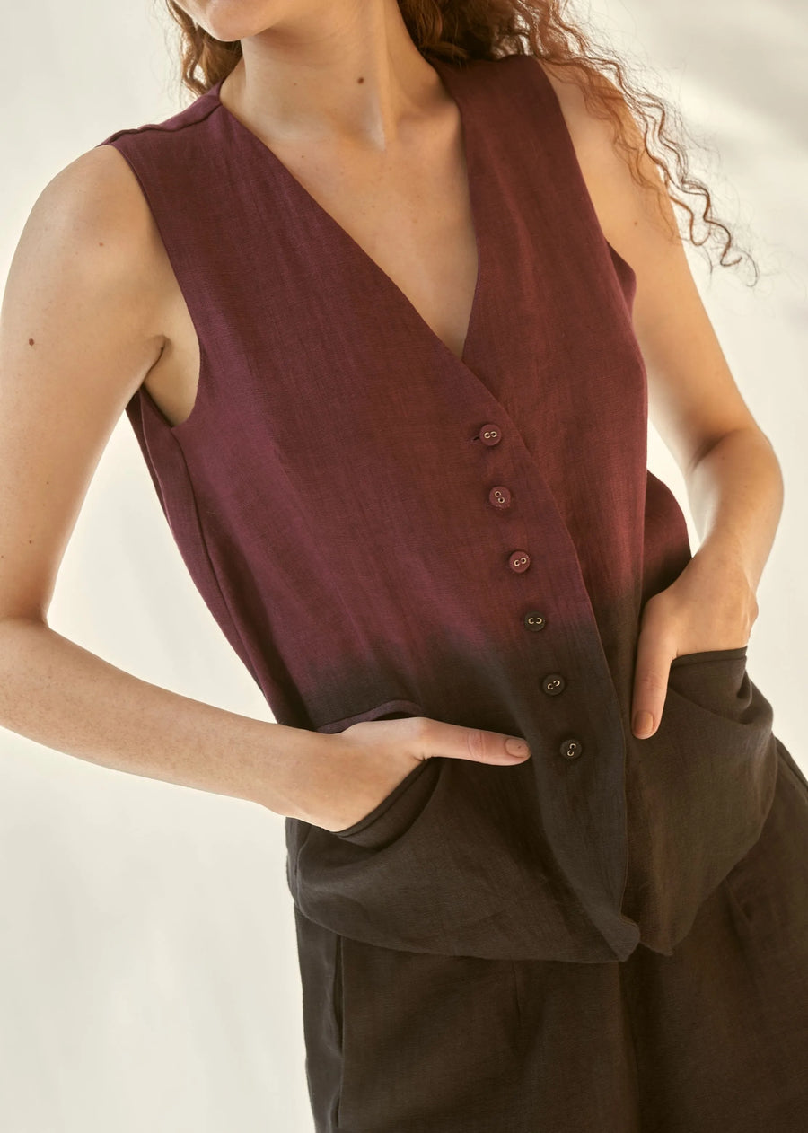 Here She Goes Co-Ord Set- Wine+Black