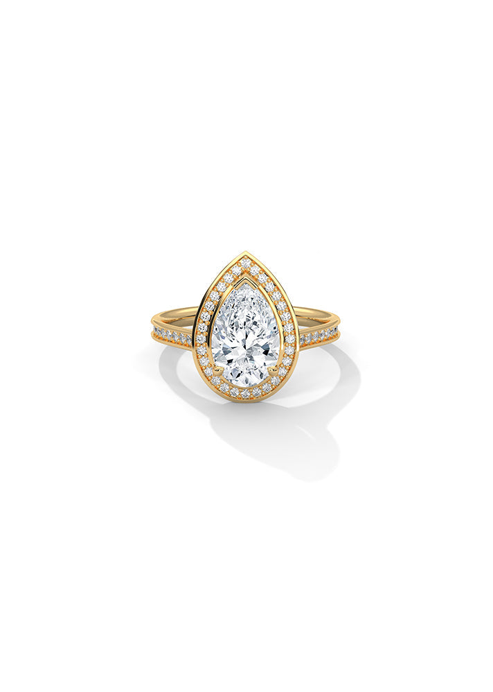 Product image of Yellow Gold, White Gold, Rose Gold 18K gold ring  with Ethically Lab Grown Diamonds Pear Shape Solitaire Ring With 54 Diamonds-Cat0108, curated by Only Ethikal