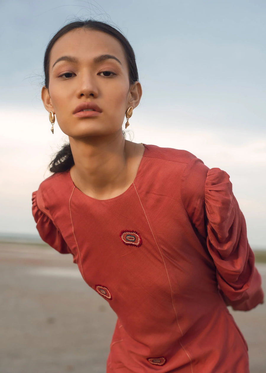 Coral Love Dress In Cotton Silk