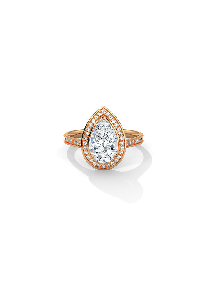 Pear Shape Solitaire Ring With 54 Diamonds-Cat0108