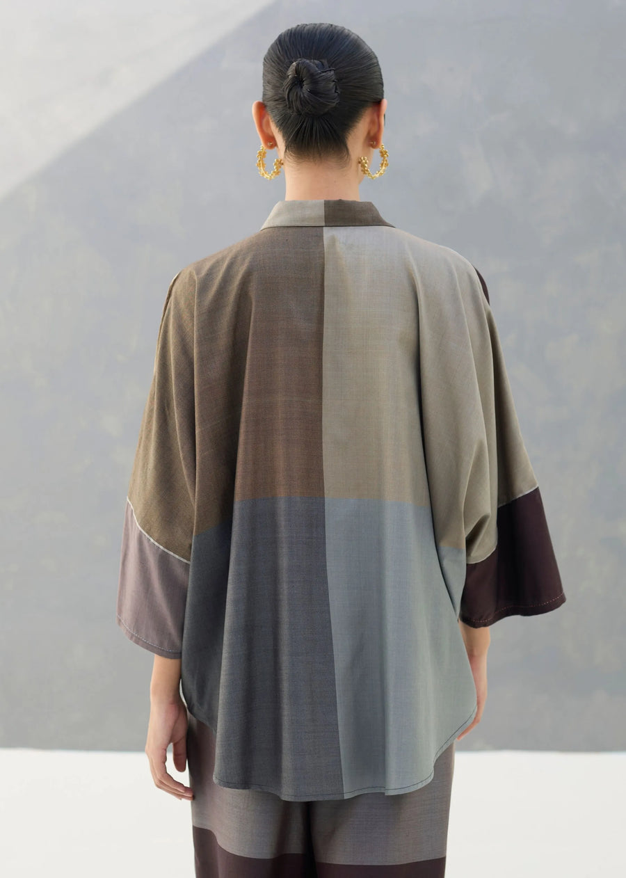 Sara Handwoven Eri Silk Shirt - Taupe Grey