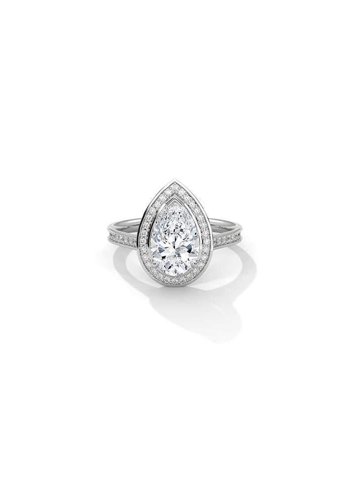 Pear Shape Solitaire Ring With 54 Diamonds-Cat0108