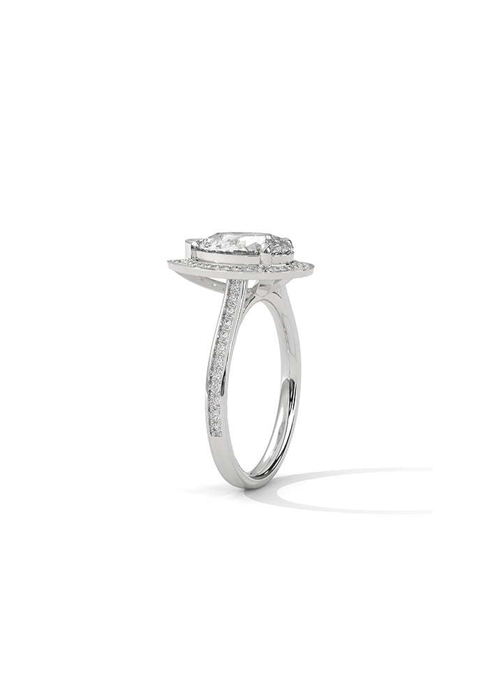 Pear Shape Solitaire Ring With 54 Diamonds-Cat0108