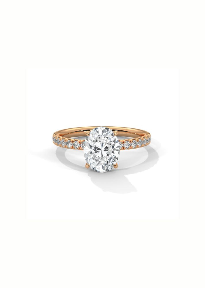 Oval Cut Solitaire Ring With 34 Diamonds-Cat0138