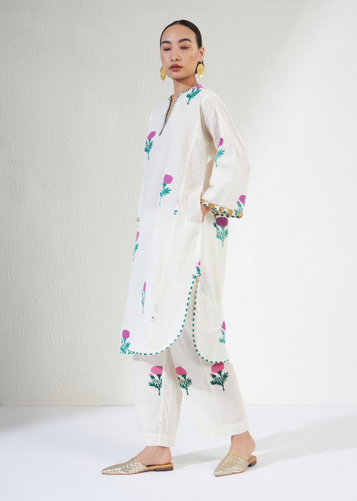 A Model Wearing Multicolor Handwoven Cotton Gulnar Set 3, curated by Only Ethikal