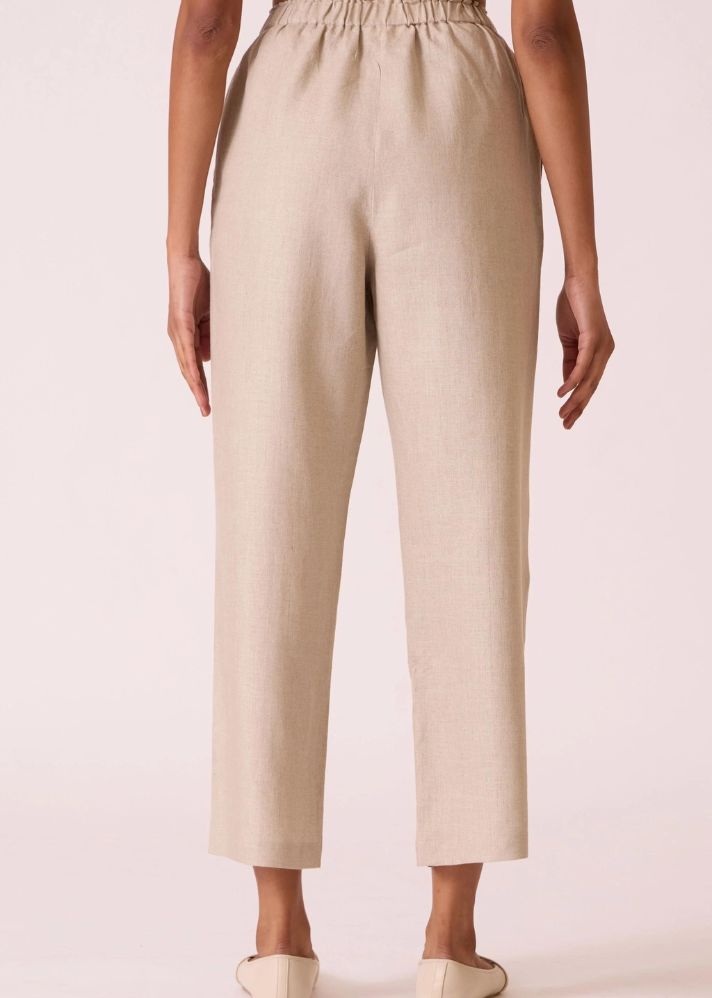 Torri Beige Linen Trousers