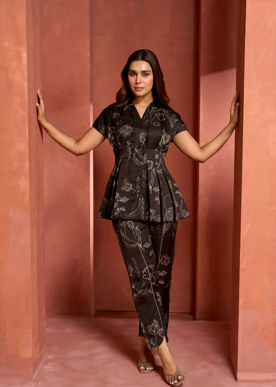 A Model Wearing Brown Linen Bemberg Oak Co-Ord Set, curated by Only Ethikal