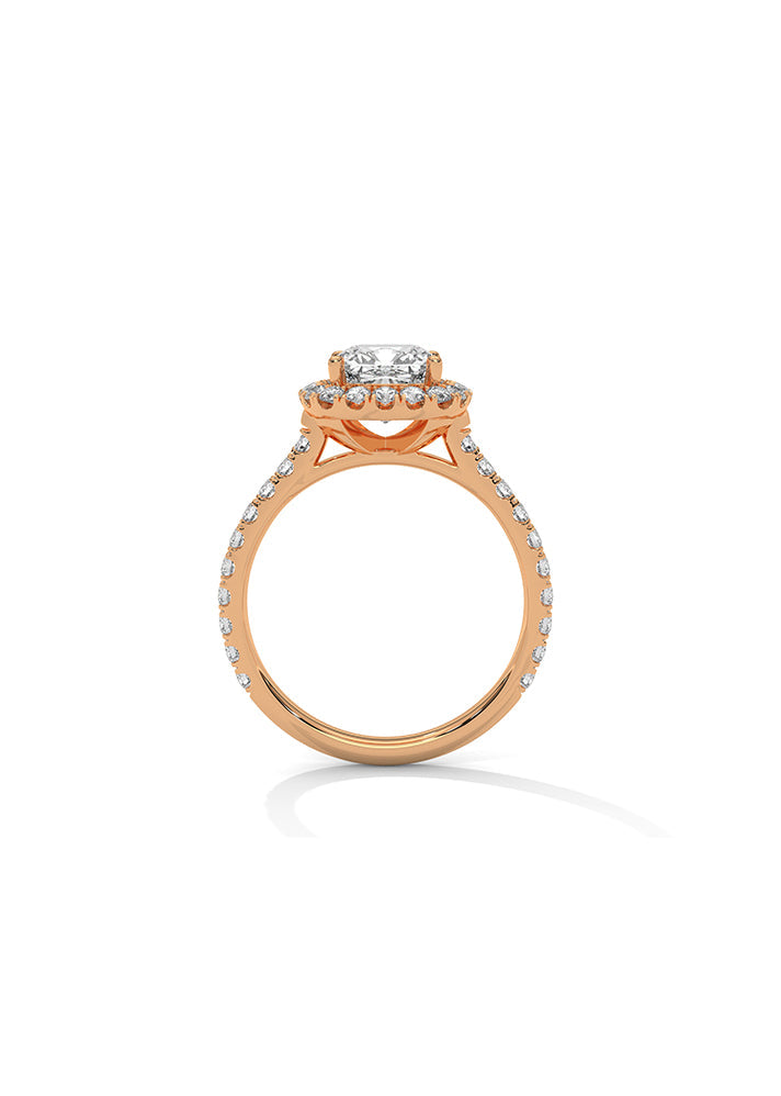 Cushion Cut Solitaire Ring With 38 Diamonds-Cat0134