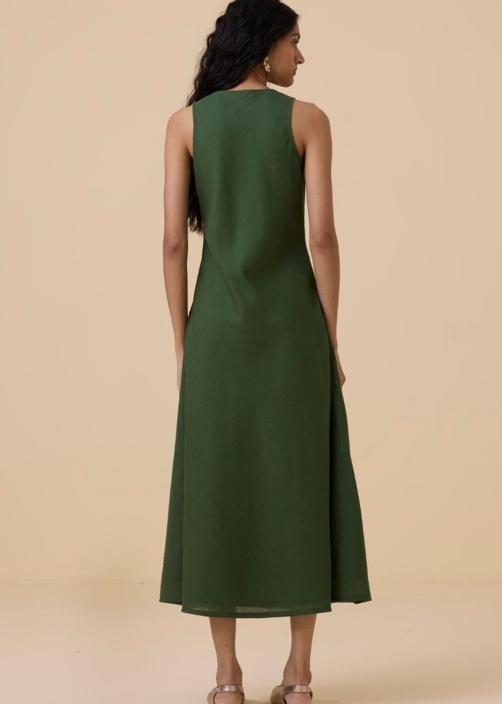 Saira Green Sleeveless Maxi Dress