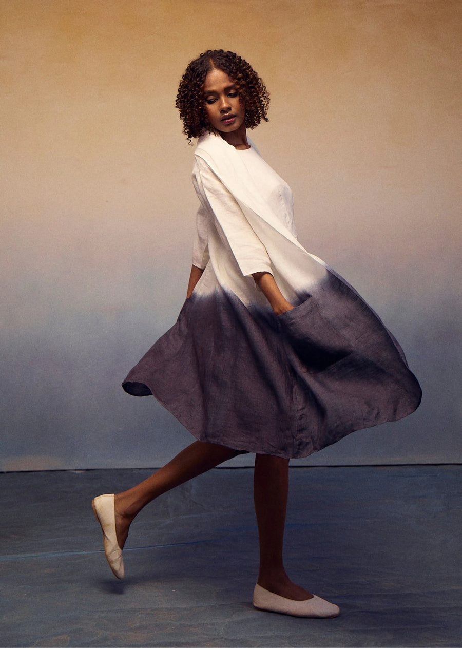 Joy Suit Ombre Jumpsuit- Ivory+Charcoal