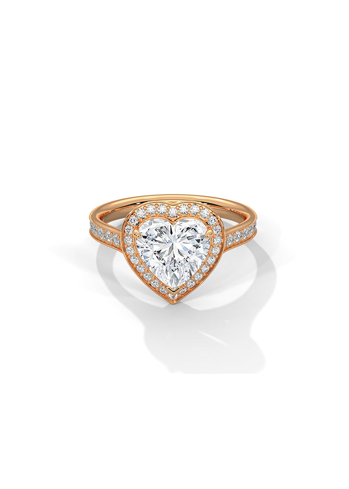 Heart Cut Solitaire Ring With 48 Diamonds-Cat0194