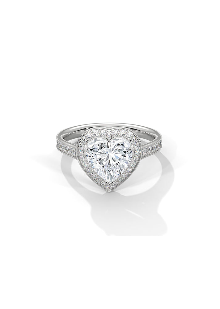 Heart Cut Solitaire Ring With 48 Diamonds-Cat0194