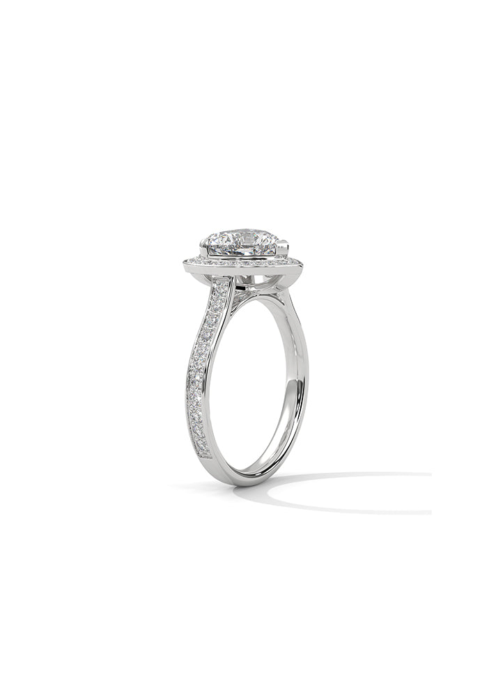 Heart Cut Solitaire Ring With 48 Diamonds-Cat0194