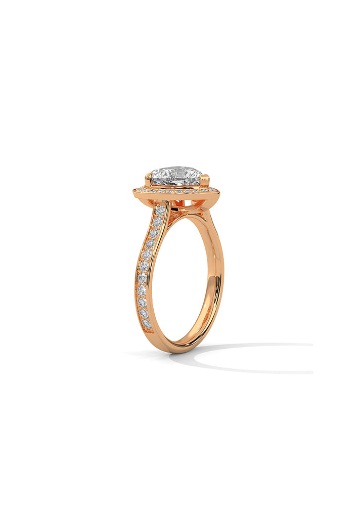 Heart Cut Solitaire Ring With 48 Diamonds-Cat0194