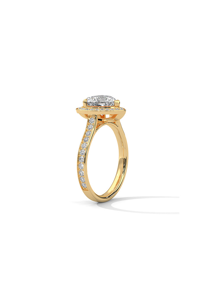 Heart Cut Solitaire Ring With 48 Diamonds-Cat0194