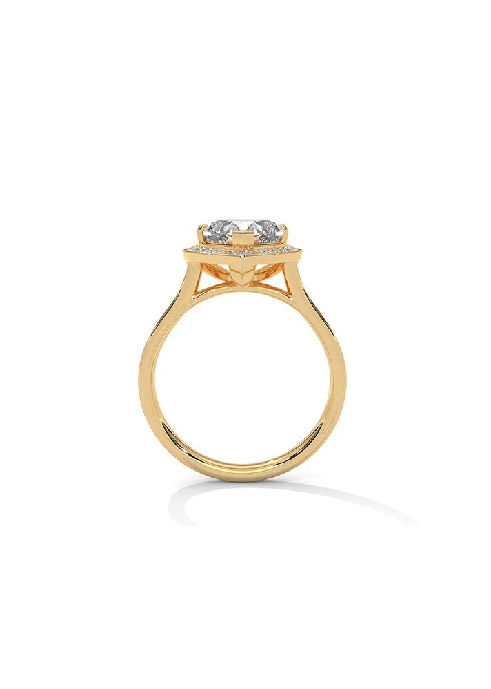 Heart Cut Solitaire Ring With 48 Diamonds-Cat0194