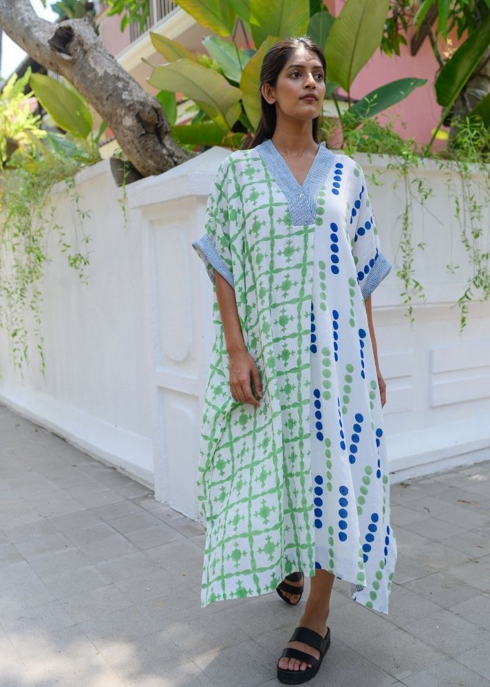 A Model Wearing Multicolor Pure Cotton Anabela Kaftan, curated by Only Ethikal