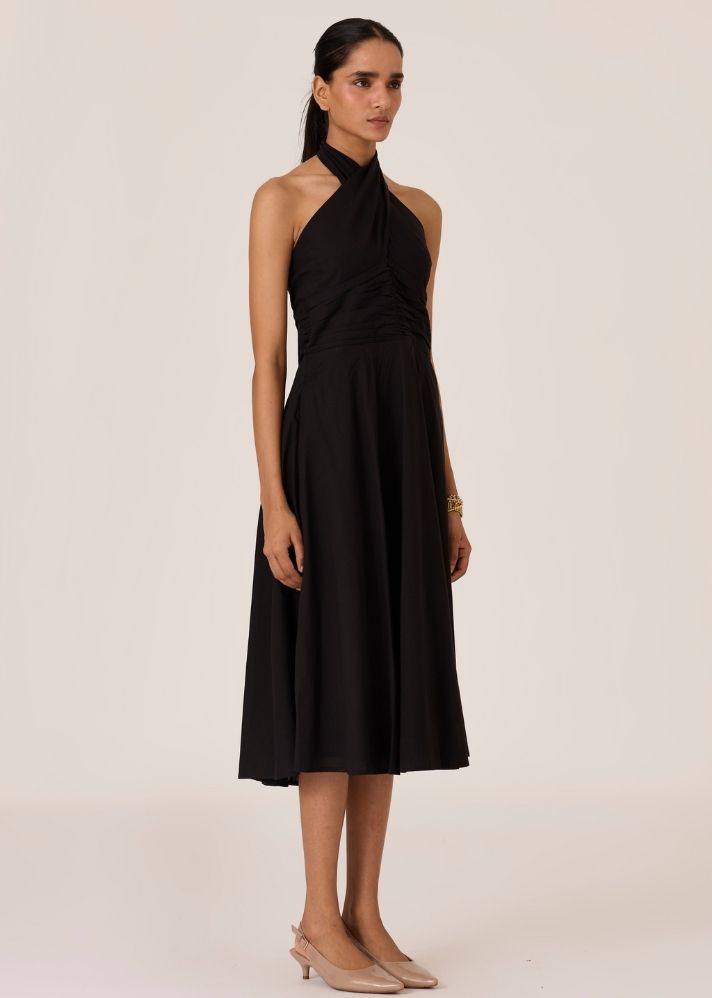 Samaria Black Halter Dress