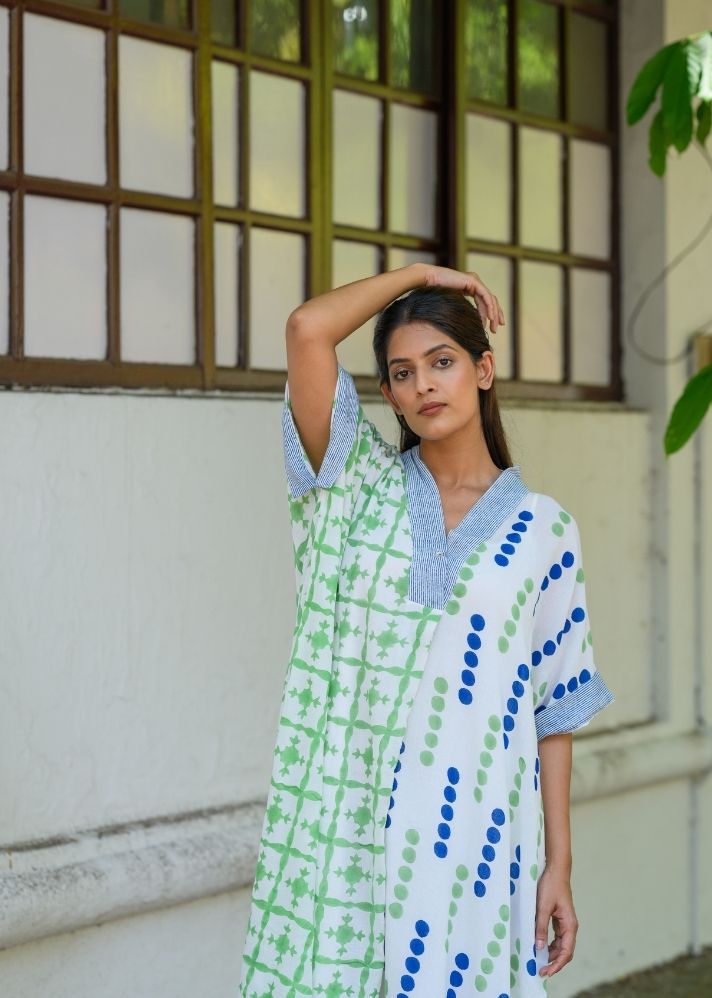 A Model Wearing Multicolor Pure Cotton Anabela Kaftan, curated by Only Ethikal