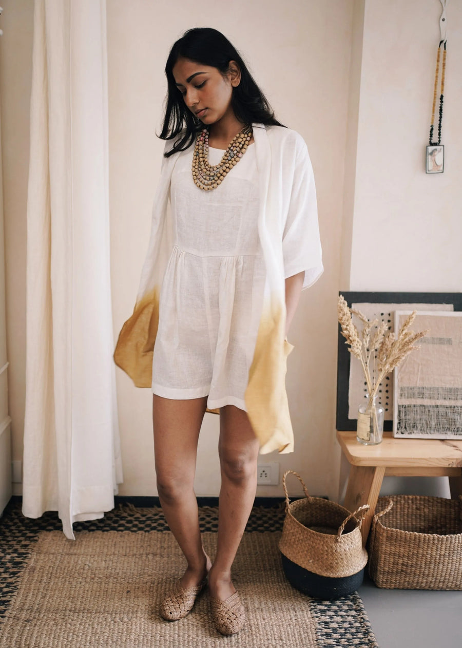 A Model Wearing Multicolor LINEN Joy Suit-Ombre Jumpsuit, curated by Only Ethikal