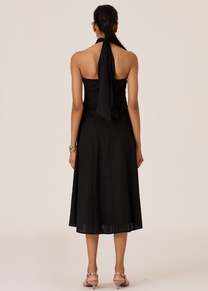 Samaria Black Halter Dress